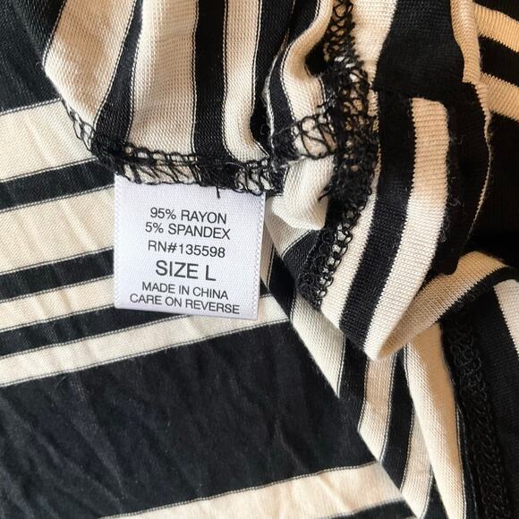 Liberty Love Women Maxi Dress size L Sleeveless Sexy V-neck Stripes Black White - Picture 9 of 10